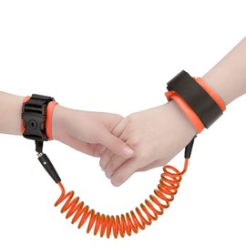 Anyfirst 2M Anti-lost Wrist Belt Lead, Children's Wrist Link Bungee Lead, 360° Rotatable Elastic Wire Rope, Children's Lead for Travel, Outdoor, Walking, Orange