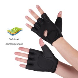 OVOY Men-Women Fingerless Sports Gloves Cycling Gloves Lightweight Adjustable Anti-Sweat Breathable Gym-Workout Gloves