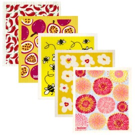RetroKitchen Swedish Dish Sponge Cloth 5 Pack Bundle - Fruits & Flowers
