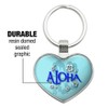 Aloha Hawaiian Greeting Hibiscus Flowers Keychain Heart Love Metal Key