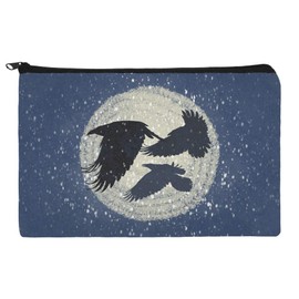 Ravens Flying Through Snow Makeup Cosmetic Bag Organizer Pouch