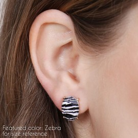 Sparkly Faceted Jewel Statement Stud Earrings - Princess Cushion Cut Sequin Confetti Square Lever, Cubic Zirconia Round, Glitter Heart (Oval - Leopard)