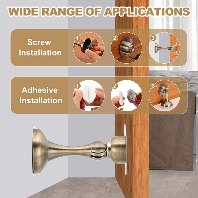 sourcing map Magnetic Door Stoppers Stainless Steel Door Stops, Wall