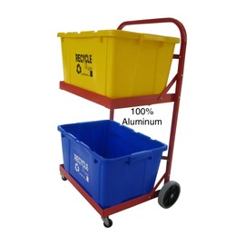 Custom Carts, LLC Red Aluminum Recycling Cart, 6E+1 lbs Capacity, 29x21x43 inches