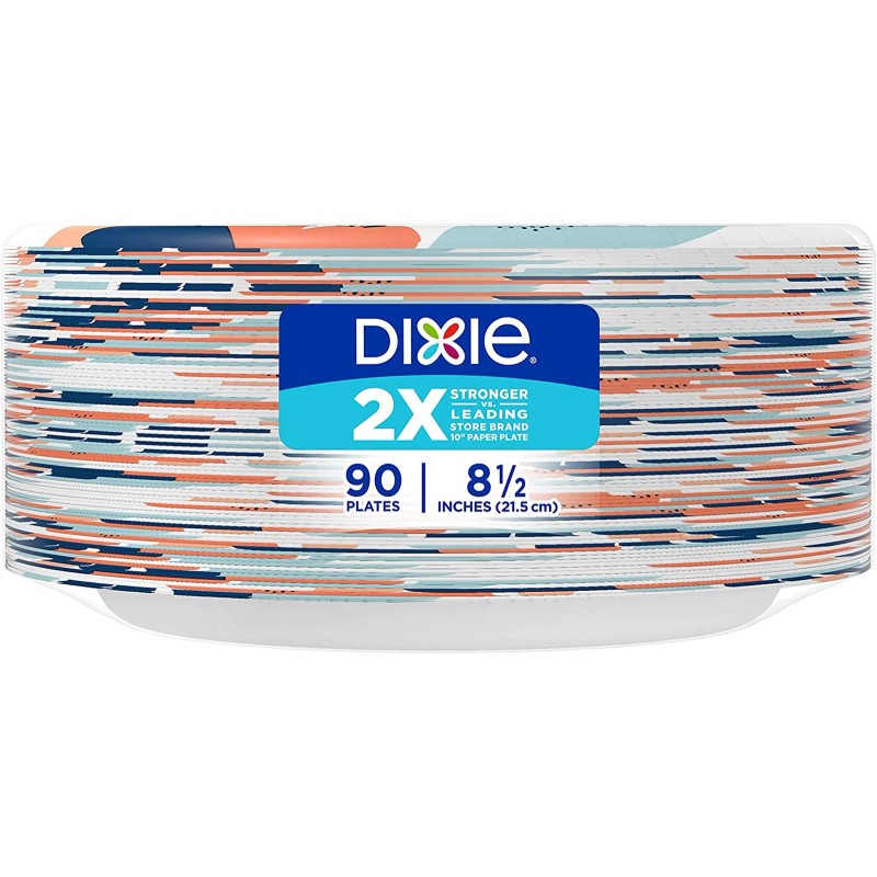 Dixie Medium Paper Plates, 8.5 Inch, 90 Count, 2X Stronger*,