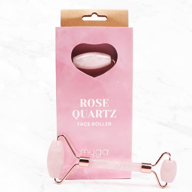Myga Rose Quartz Face Roller - Slimming Skin Care Tool
