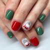 Christmas Press on Nails Short Square Fake Nails 24 Pcs,
