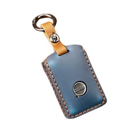 ontto Leather Key Fob Cover Keyring for Volvo xc60 xc90 s60 s80 s90 v90 xc40 Accessories Smart Car Key Remote Control Key Case Key Holder Key Shell Protector 3 Buttons Blue