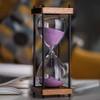Large Hourglass Timer 60 Minute, Decorative Wooden Sandglass, Purple