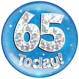 OAKTREE UK 633568 6" Jumbo Badge 65 Today Blue Holographic Cracked Ice