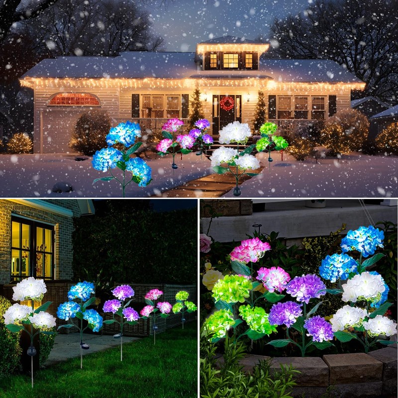 Aolyty Solar Garden Lights Outdoor, Solar Hydrangea Lights IP65 Waterproof