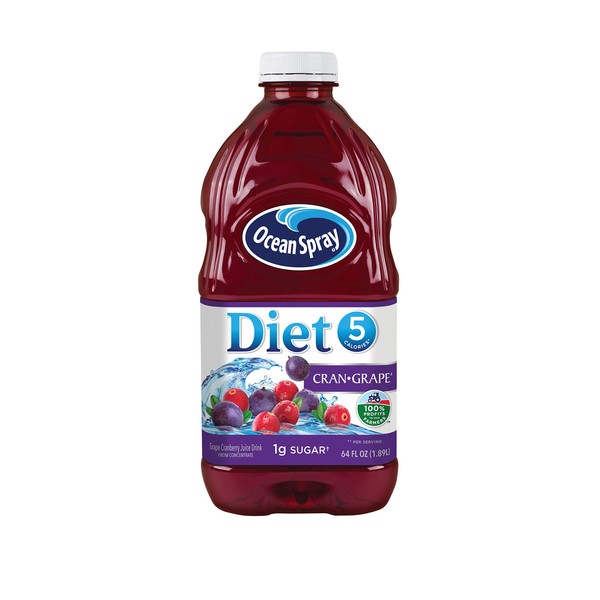 Ocean Spray Diet Cranberry Grape Juice Drink, 64 FL Oz Bottle (Pack of 8)
