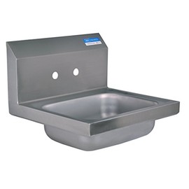 BK Resources BKHS-W-1410 Wall Mount Stainless Steel Hand Sink, 14" Wide x 10" Front-to-Back x 5" Deep Bowl