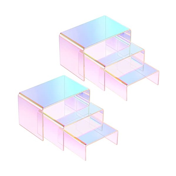 6 Pack Rainbow Clear Large Acrylic Display Riser Set Product