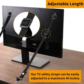 WRICHEAR 4 Packs TV Adjustable Safety Straps, No Drill Adhesive Anti Tip Furniture Anchors for Baby Proofing, Earthquake Straps Flat Screens to Wall,Stand Or Desk,Cabinet