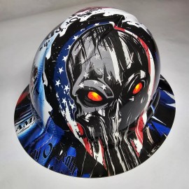 Pyramex full brim hard hat custom hydro dipped IN LIBERTY OR DEATH AMERICAN PUNISHER USA - 4pt suspension