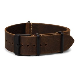 Benchmark Basics Leather Watch Band - Crazy Horse Oiled Leather One-Piece Watch Straps for Men & Women - Choice of Color & Width - 18mm, 20mm, 22mm or 24mm (24mm, Dark Brown PVD)