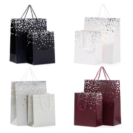 THE TWIDDLERS - 8 Colourful Gift Bags for Christmas with Ribbon Handles for Xmas, Birthday Party Present, All Occasions - Assorted Colours & Sizes - 18cm x 23cm & 32cm x 26 cm, Present Bags