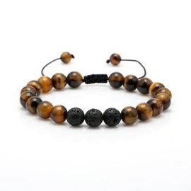 JoycuFF Tiger Eye Mens Bracelets for Grandson, Adjustable Men Lava Rock Bracelets for Him, Birthday Father's Day Thanksgiving Day Christmas Gifts for Grandson from Grandma, To My Grandson Bracelet