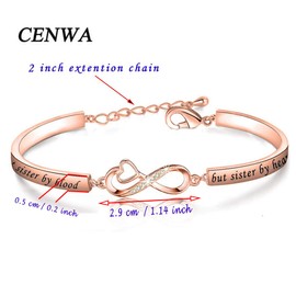 CENWA Pulsera de la Mejor Hermana de con Texto en inglés Not Sister by Blood But Sister by Heart, Regalo para Mejor Amiga