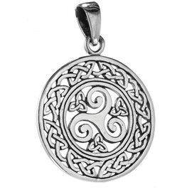 Kiss of Leather Triskelen Pendant 925 Sterling Silver No. 318, Sterling Silver, No Gemstone