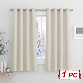 PONY DANCE Kids Thermal Curtain for Nursery - Eyelet Top Blackout Insulated Window Treatments Drapes for Home Decoration, 52 inch Wide x 63 inch Drop, 1 Panel, Light Beige