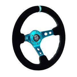 NRG Innovations Reinforced Suede Steering Wheel RST-006S-TL + U.S. Performance Lab Air Freshener