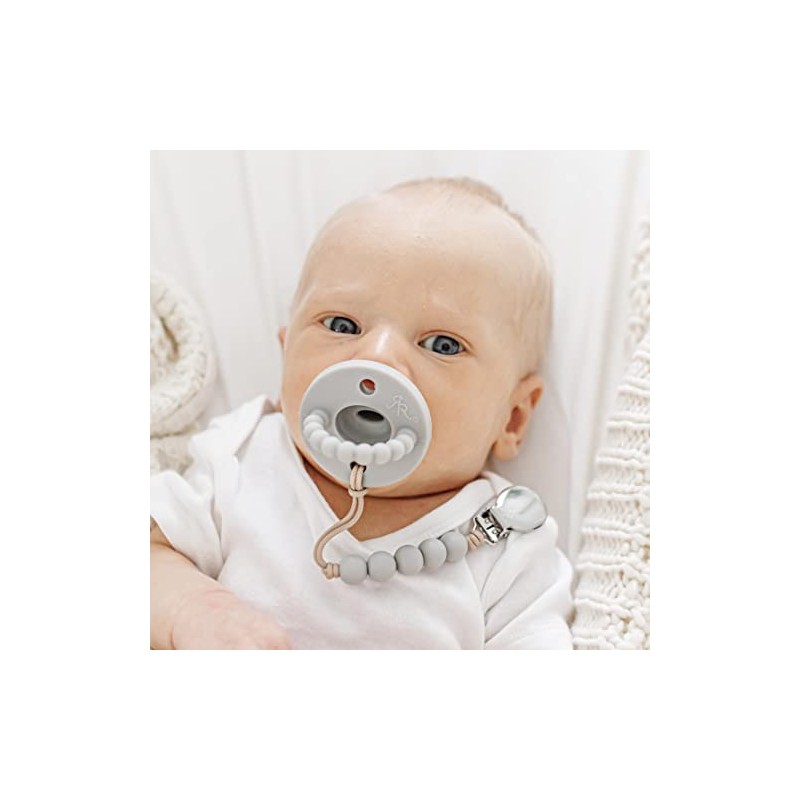 Ryan & Rose Cutie PAT Pacifier Teether (Flat, Grey)