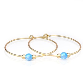 Opal Hoop Earrings - pair of 1 Inch 14k Gold Filled Light Blue opal Earrings -Opal piercing earring Hoop Jewelry