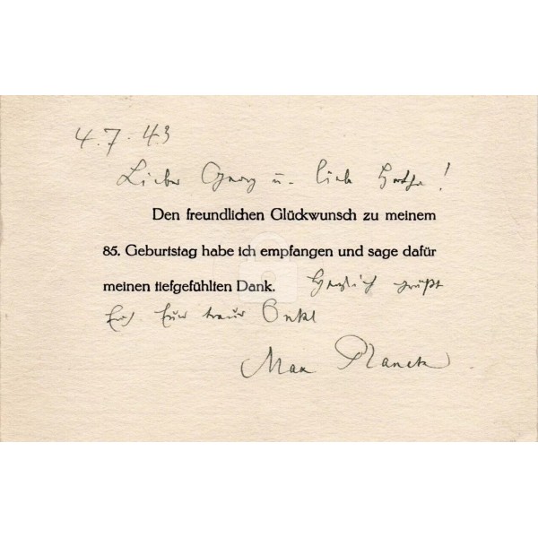 Max Planck -- Signed Vintage Postcard Copy