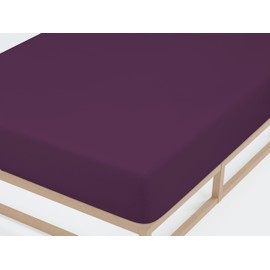 Traumhaft Schlafen Castell Designer Bedding, 0077113 Jersey Stretch Fitted Sheet (Mattress Height Max. 22 cm) 1 x 90 x 190 cm - 100 x 200 cm, Dark Purple