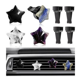 DXNQ 4PCS Star Crystal Car Vent Clips, Quartz Crystal Star Shape Air Freshener Vent Clip with Aroma Tablet, Gemstone Star Lovely Auto Air Outlet Clip Charm Decor for Girl Women