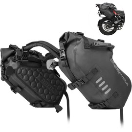 Rhinowalk Motorcycle Saddlebags 18L(9L*2) Waterproof Motorbike Side Bags, Travel Luggage Panniers with Shoulder Strap for Adventure & Sport Motorcycle Racks, 1 Pair