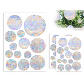 AOYEGIC Pack of 26 Prism Window Stickers, Suncatcher Stickers, Anti-Collision Window Stickers, Bird Protection Glass Panes, Sun Catcher Bird Window Stickers, Reflective Decorative Window Film (Round)