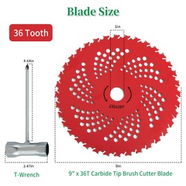 9" x 36T Carbide Tipped Brush Cutter Blades with Universal Adapter Kit, Compatible with Hu sqvarna/S tihl/E go, Weed Eater Trimmer Blades with Gloves for Brush Cutter, Trimmer & Weed Eater