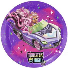 BeenSmile, Moster High 8 Plates 23 cm Disposable Plates for Kids Birthday Party Decorations