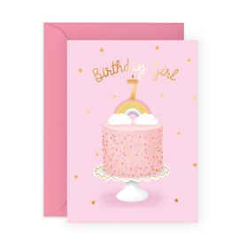 Central 23 Seventh Birthday Card for Girls - Happy 7th Birthday Card - Age 7 - Seven Year Old - Rainbow and Sprinkles Greeting Card - Kids Daughter - Granddaughter - Comes With Fun Stickers