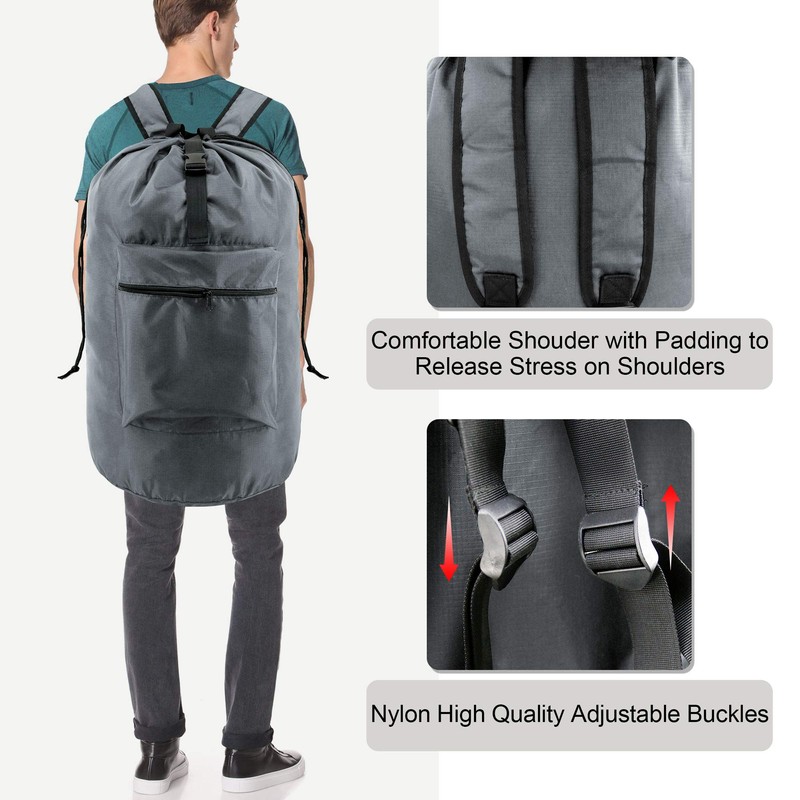 BeeGreen Laundry Backpack Bag Extra Large Heavy Duty, Grey, 16"*32",