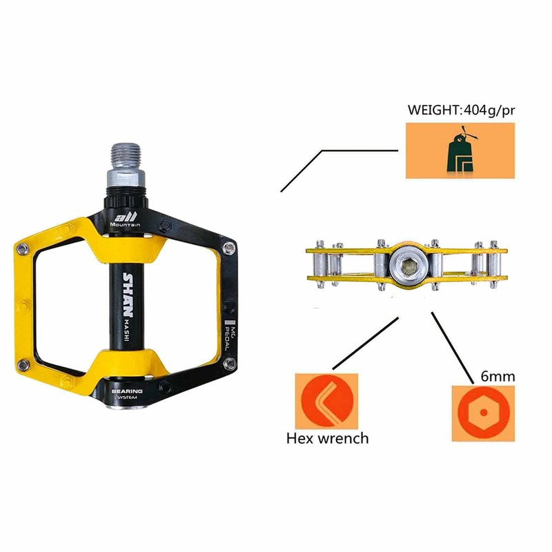 Bicycle Pedals-Aluminium Alloy Bicycle Pedals-Mountain Bike Pedals with Removable Non-Slip
