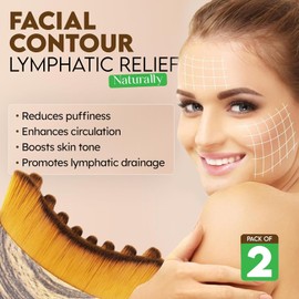 2PCS Lymphatic Contour Face Brush, Drainage Massager for Face & Neck, Chin Jawline Sculpting Tool, Ergonomic Design for Anti-Swelling & Fatigue Relief