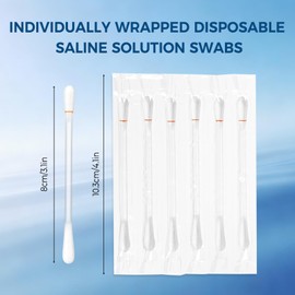 Piercing Aftercare Cotton Swabs, Disposable Saline Solution Qtips (50 Pcs)