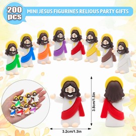 Yelakey 200 Pcs Tiny Jesus Figures Mini Jesus Figurines Bulk Little Jesus Figures Pocket Jesus for Sunday School Religious for Easter Egg Stuffers (Multicolor)