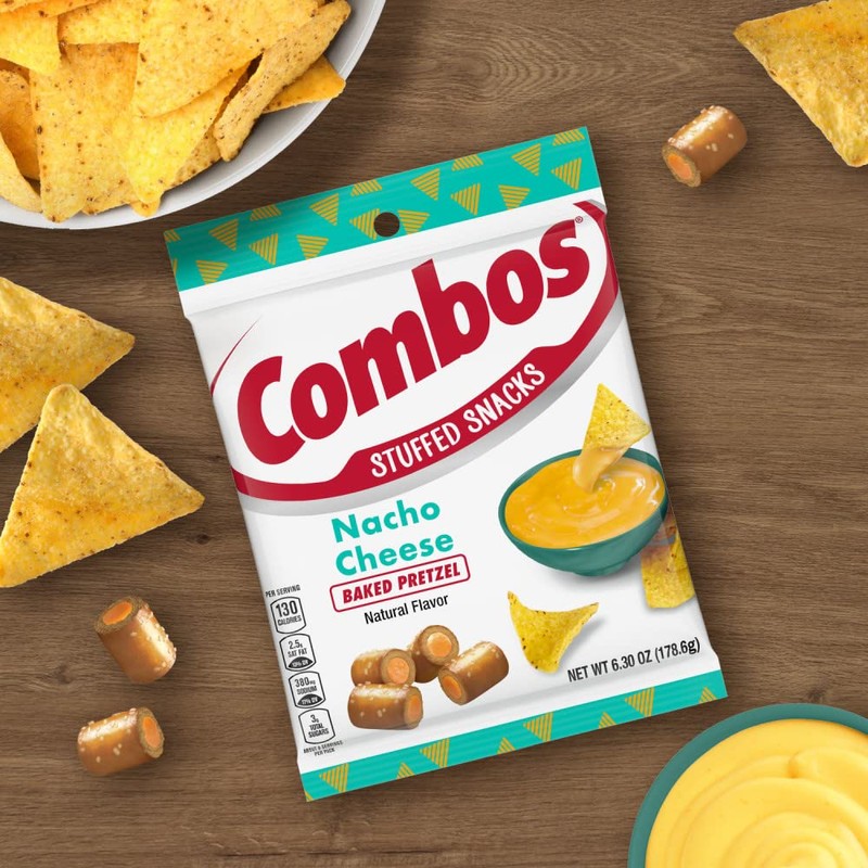 COMBOS Stuffed Snacks Nacho Cheese Baked Pretzel Snacks, 6.3 oz