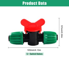 VooGenzek 5 pieces 16 mm drip irrigation switch valve, drip irrigation shut-off valve, irrigation hose spiked closure valves, drip irrigation valve for 16 mm hose, green