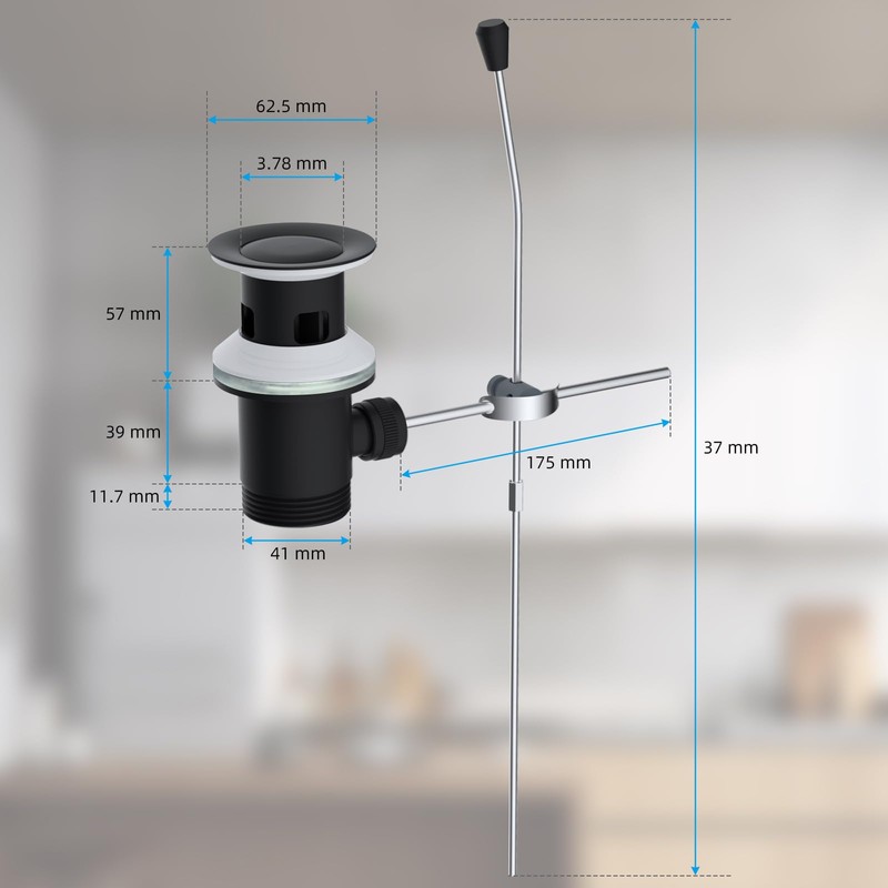 Hibbent Universal Drain Fitting, Pop-Up Valve for Sinks and Washbasins