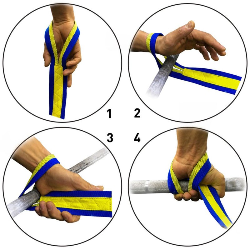 Bombinate 2-Piece Deadlift, Power Grip, Muscle Training, Grip, Wrist Strap,