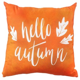 College Covers Hello Autumn Fall Décor Pillow, 16" X 16", Orange