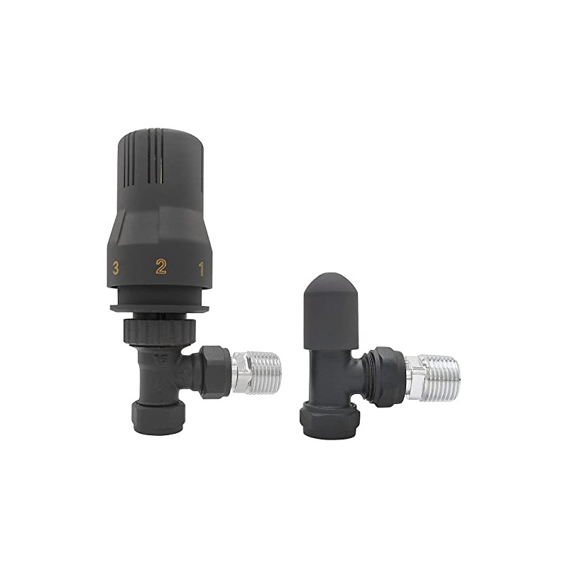 NRG Angled Thermostatic Radiator Valve and Manual Angled Valves 15mm