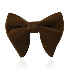 HOULIFE Velvet Bow Tie for Men – Adjustable Pre-tied Bowtie, Solid Colour Big Butterfly Bow Ties for Groom Wedding Party Formal with Gift Box, Coffee