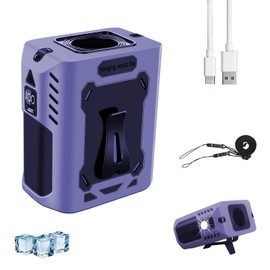 Quiwun Portable Waist Fan Clip On, 8000mAh Battery Rechargeable Fan with 5 Speeds & Flashlight,12500RPM Cooling Personal Neck Fan for Hiking Jobsite Farms Champing Travel (Purple)